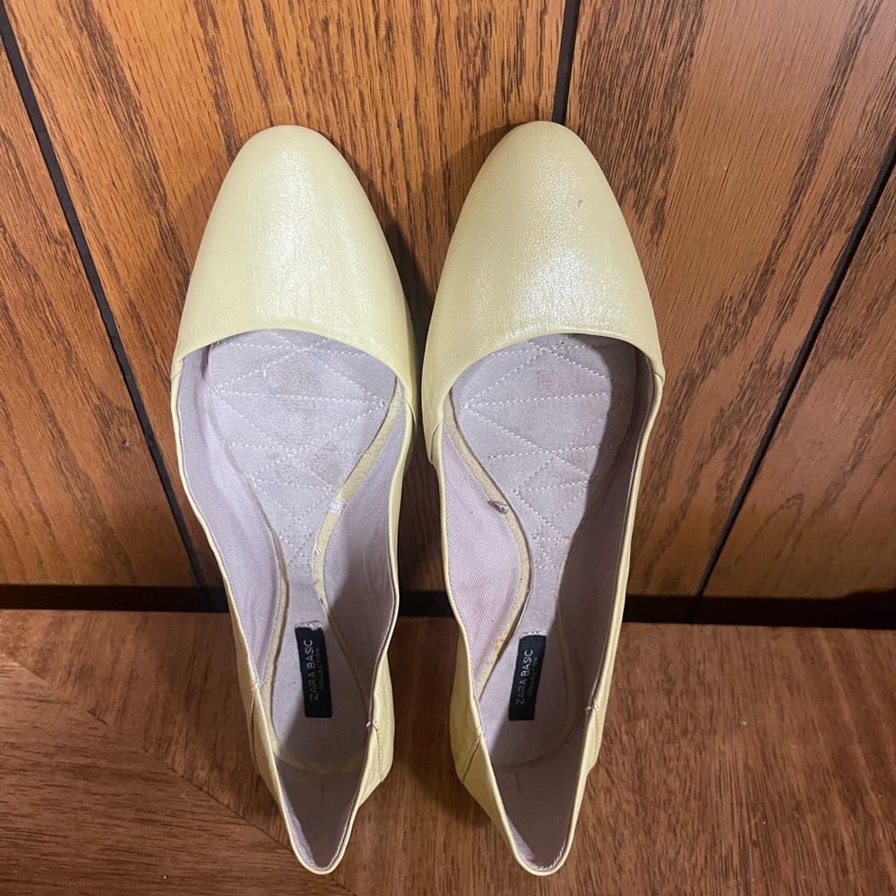 Zara Basic Collection" Shoes Lemon Yellow Leather… - image 7